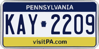 PA license plate KAY2209