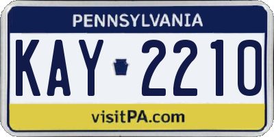 PA license plate KAY2210