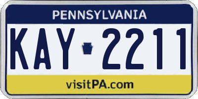 PA license plate KAY2211