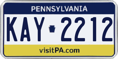 PA license plate KAY2212