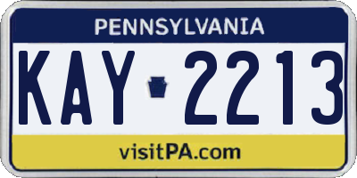 PA license plate KAY2213
