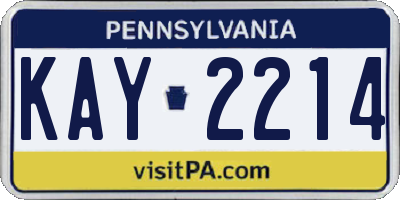 PA license plate KAY2214