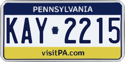 PA license plate KAY2215