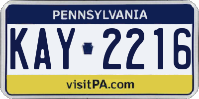 PA license plate KAY2216