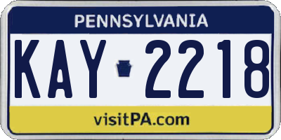 PA license plate KAY2218