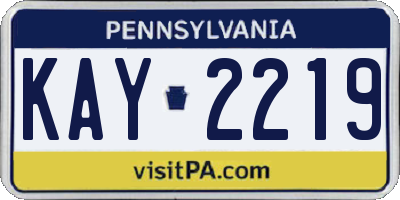 PA license plate KAY2219