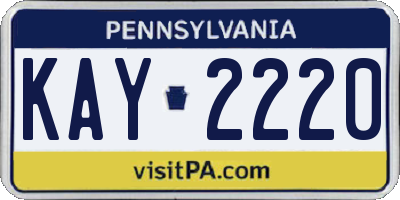 PA license plate KAY2220