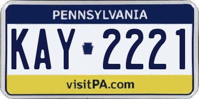 PA license plate KAY2221