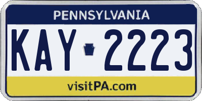 PA license plate KAY2223