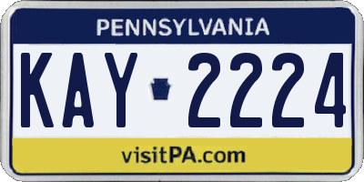 PA license plate KAY2224