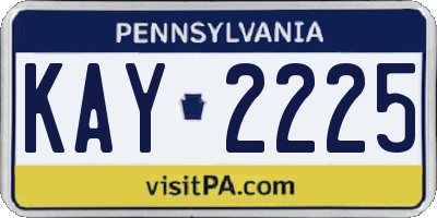 PA license plate KAY2225
