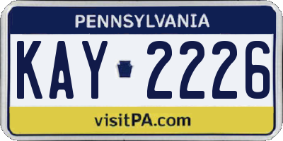 PA license plate KAY2226