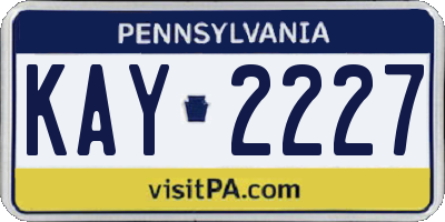 PA license plate KAY2227