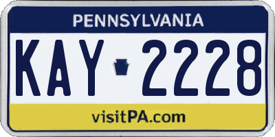 PA license plate KAY2228