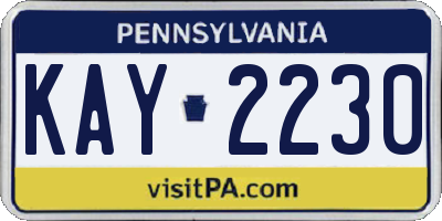 PA license plate KAY2230