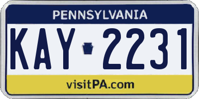 PA license plate KAY2231