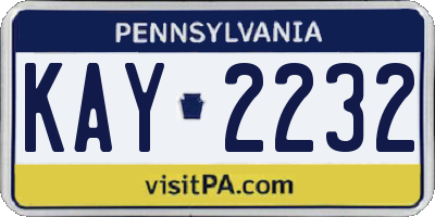 PA license plate KAY2232