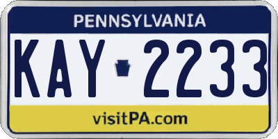 PA license plate KAY2233