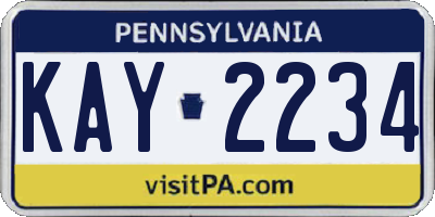 PA license plate KAY2234