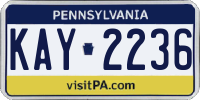 PA license plate KAY2236