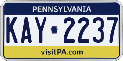 PA license plate KAY2237