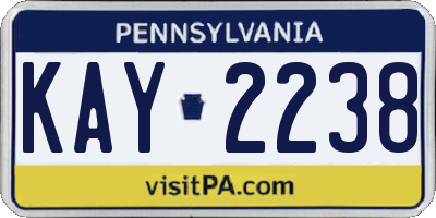 PA license plate KAY2238
