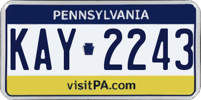 PA license plate KAY2243