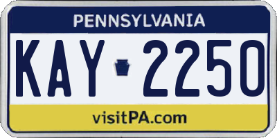 PA license plate KAY2250