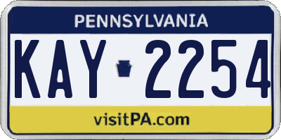 PA license plate KAY2254
