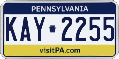 PA license plate KAY2255