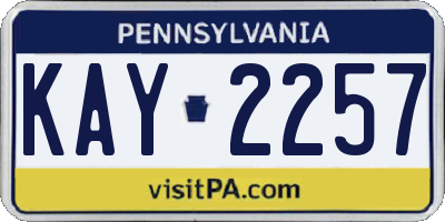 PA license plate KAY2257