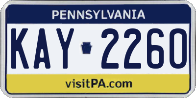 PA license plate KAY2260