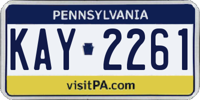 PA license plate KAY2261