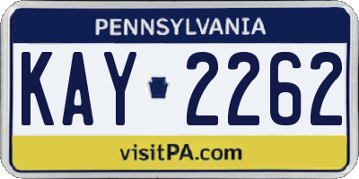 PA license plate KAY2262