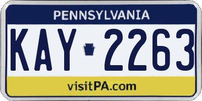 PA license plate KAY2263