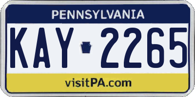 PA license plate KAY2265