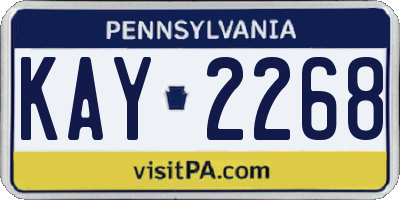 PA license plate KAY2268