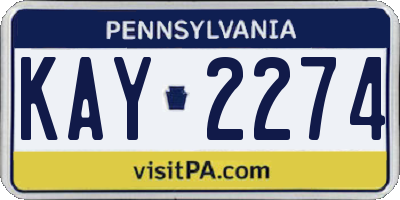 PA license plate KAY2274