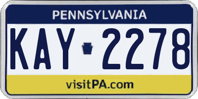 PA license plate KAY2278