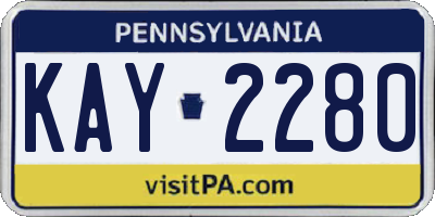 PA license plate KAY2280