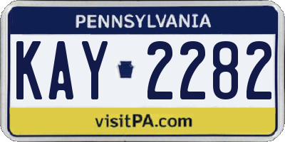 PA license plate KAY2282