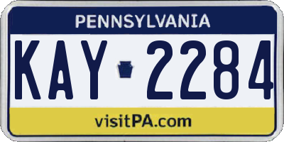 PA license plate KAY2284