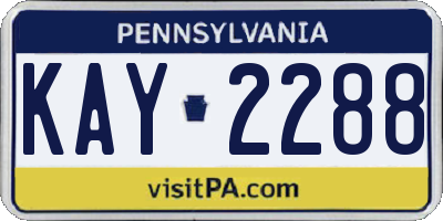 PA license plate KAY2288