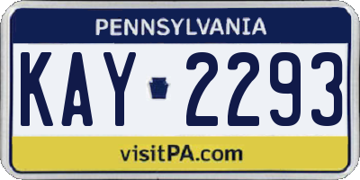 PA license plate KAY2293