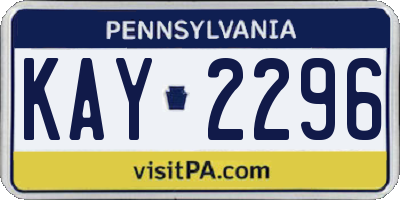 PA license plate KAY2296