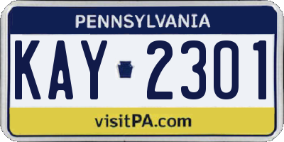 PA license plate KAY2301