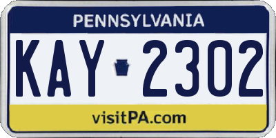 PA license plate KAY2302