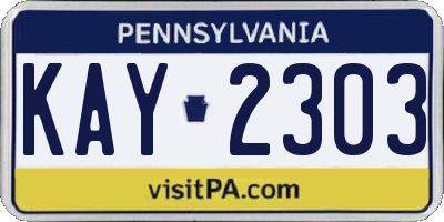 PA license plate KAY2303