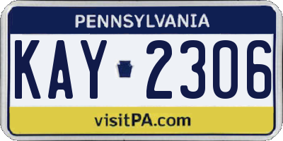 PA license plate KAY2306