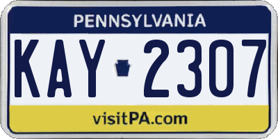 PA license plate KAY2307